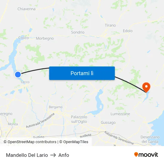 Mandello Del Lario to Anfo map