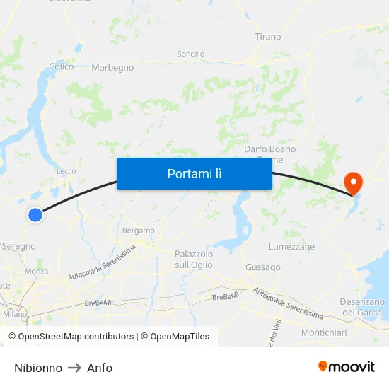 Nibionno to Anfo map