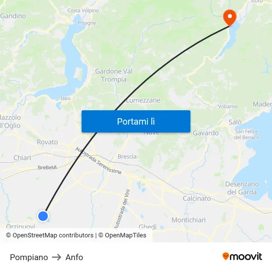 Pompiano to Anfo map