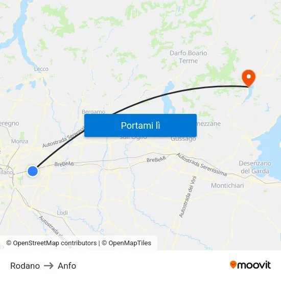 Rodano to Anfo map