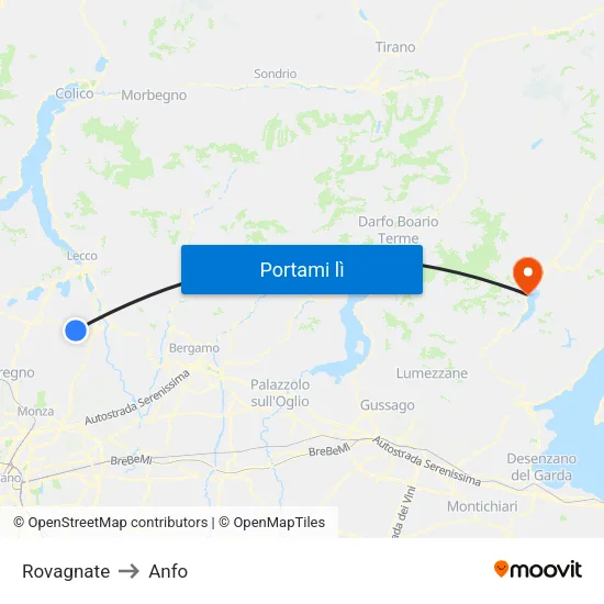 Rovagnate to Anfo map