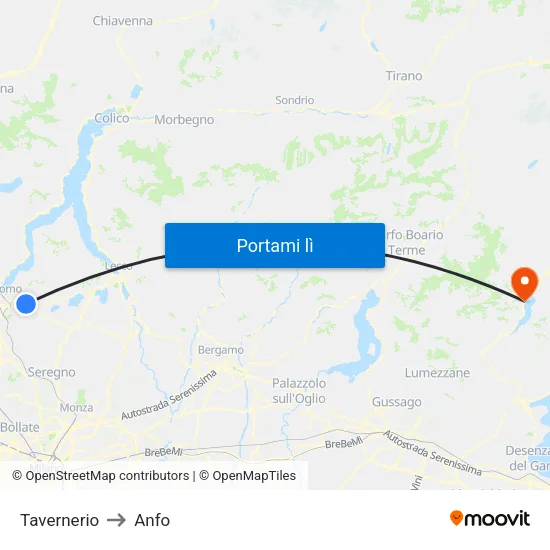 Tavernerio to Anfo map