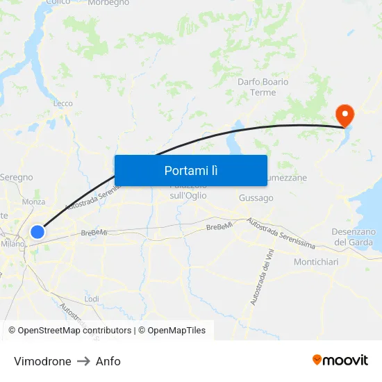 Vimodrone to Anfo map