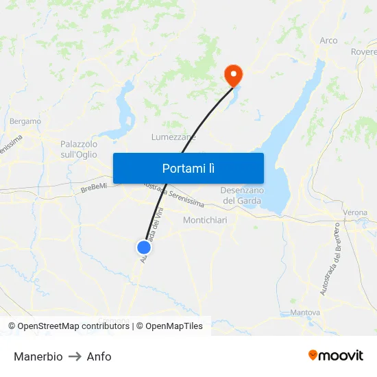 Manerbio to Anfo map