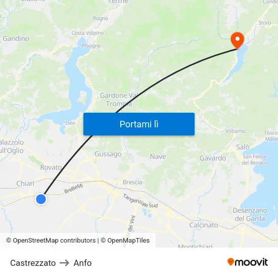 Castrezzato to Anfo map