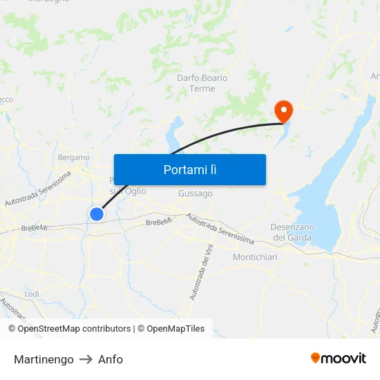 Martinengo to Anfo map