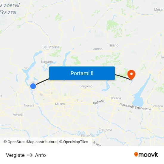 Vergiate to Anfo map