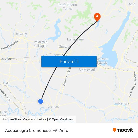 Acquanegra Cremonese to Anfo map