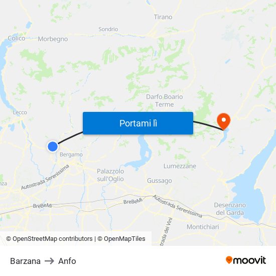 Barzana to Anfo map