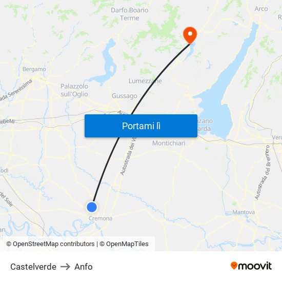 Castelverde to Anfo map