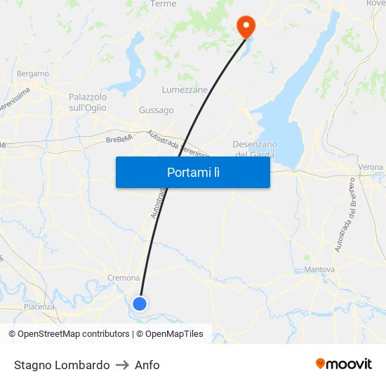 Stagno Lombardo to Anfo map