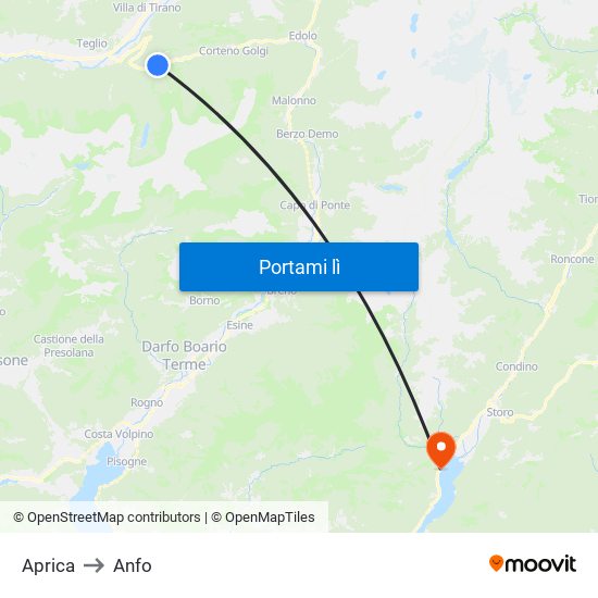 Aprica to Anfo map