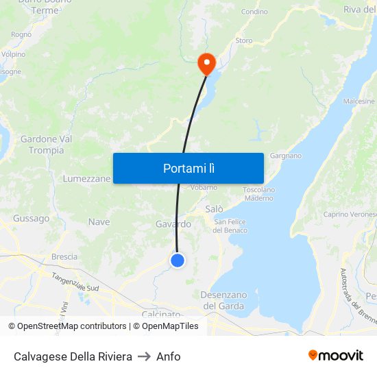 Calvagese Della Riviera to Anfo map