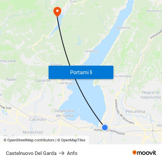 Castelnuovo Del Garda to Anfo map