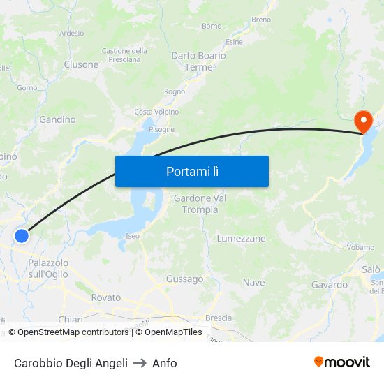 Carobbio Degli Angeli to Anfo map