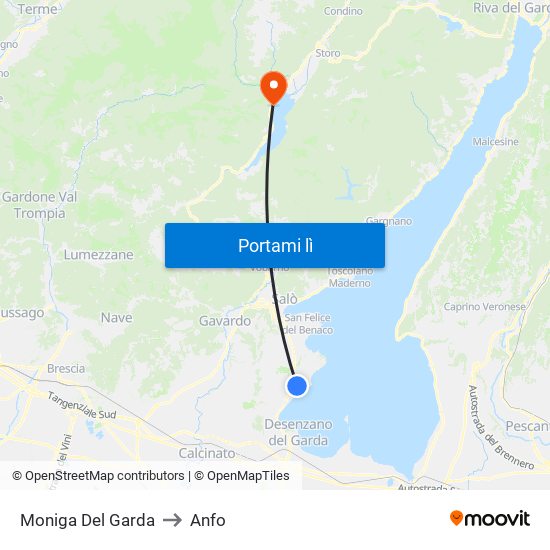 Moniga Del Garda to Anfo map