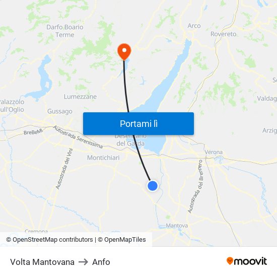 Volta Mantovana to Anfo map