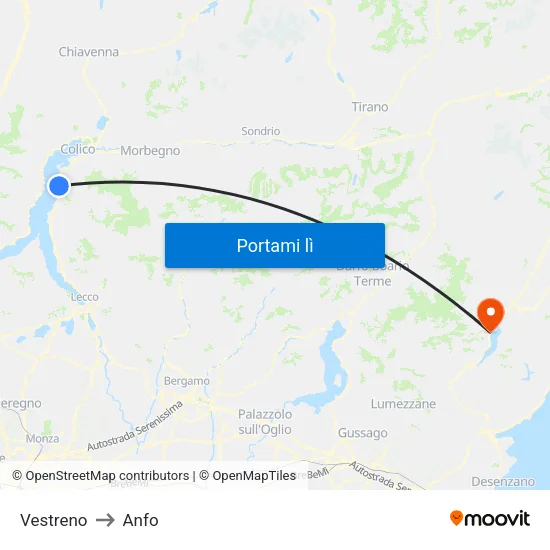 Vestreno to Anfo map