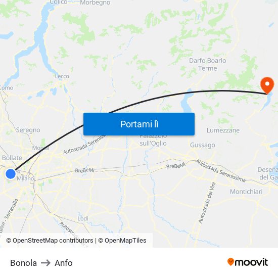 Bonola to Anfo map