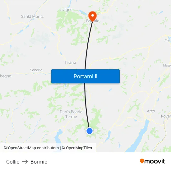 Collio to Bormio map
