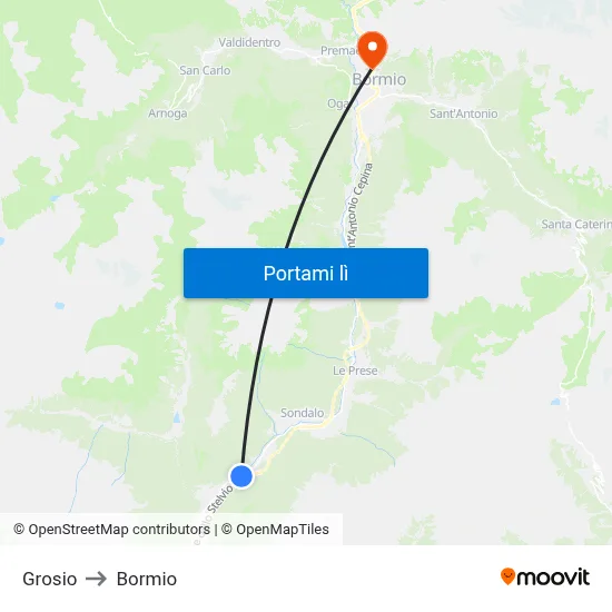 Grosio to Bormio map