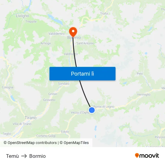 Temù to Bormio map