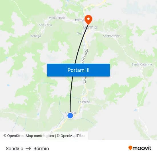 Sondalo to Bormio map