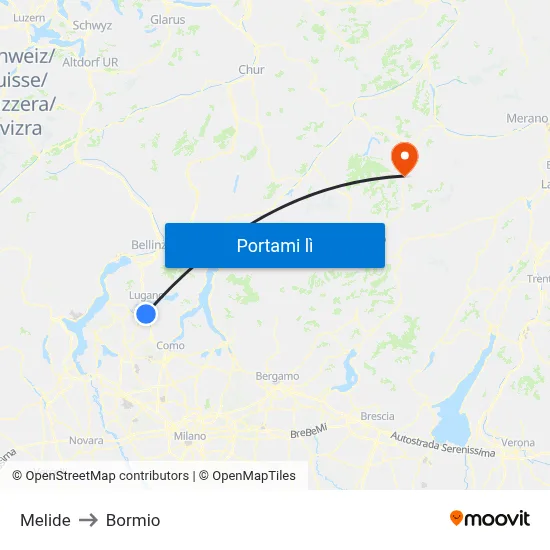 Melide to Bormio map
