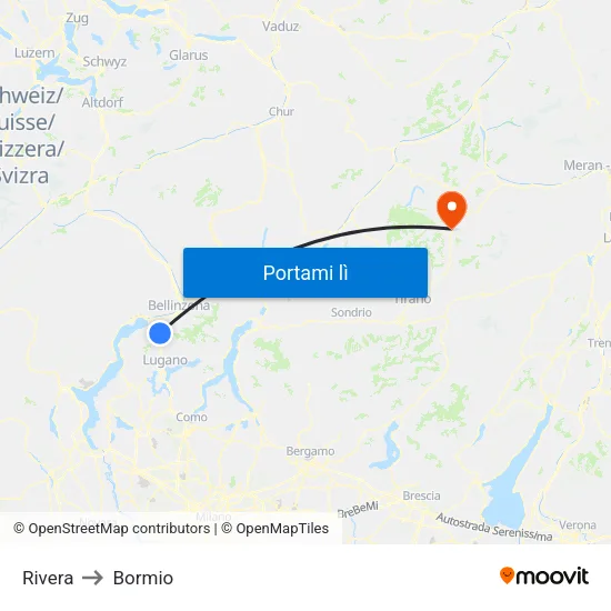 Rivera to Bormio map