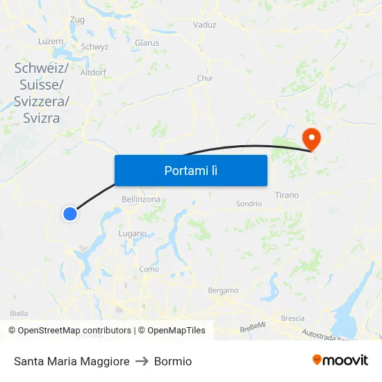 Santa Maria Maggiore to Bormio map