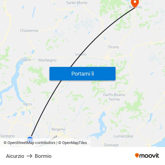 Aicurzio to Bormio map