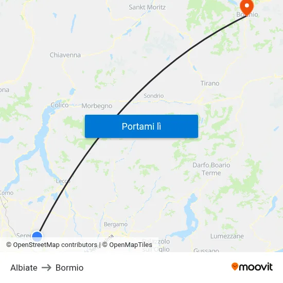 Albiate to Bormio map