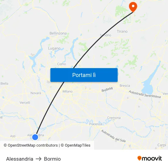 Alessandria to Bormio map