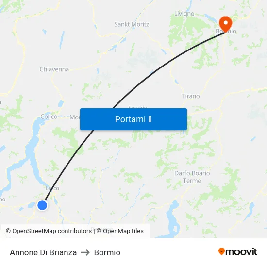 Annone Di Brianza to Bormio map