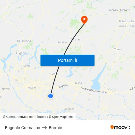 Bagnolo Cremasco to Bormio map