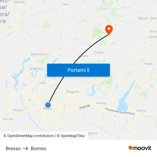 Bresso to Bormio map