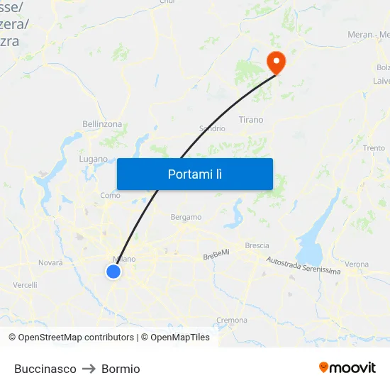 Buccinasco to Bormio map