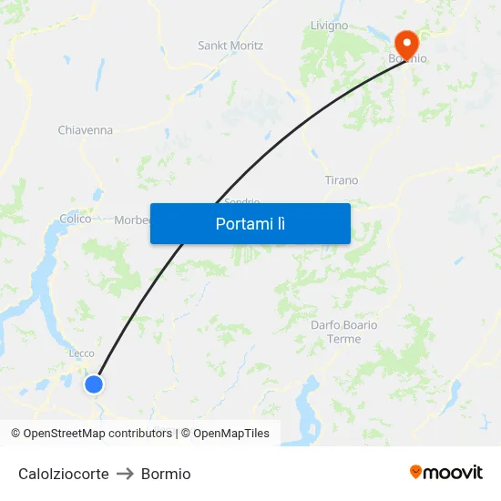 Calolziocorte to Bormio map