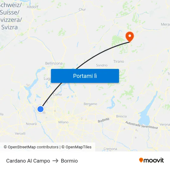 Cardano Al Campo to Bormio map