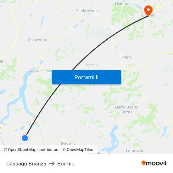 Cassago Brianza to Bormio map