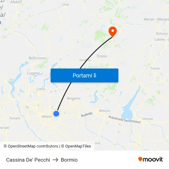 Cassina De' Pecchi to Bormio map