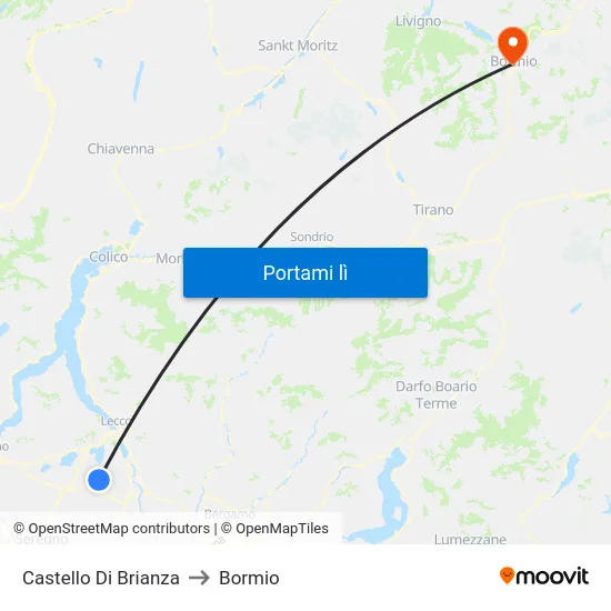 Castello Di Brianza to Bormio map