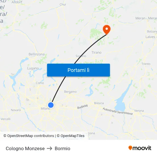 Cologno Monzese to Bormio map