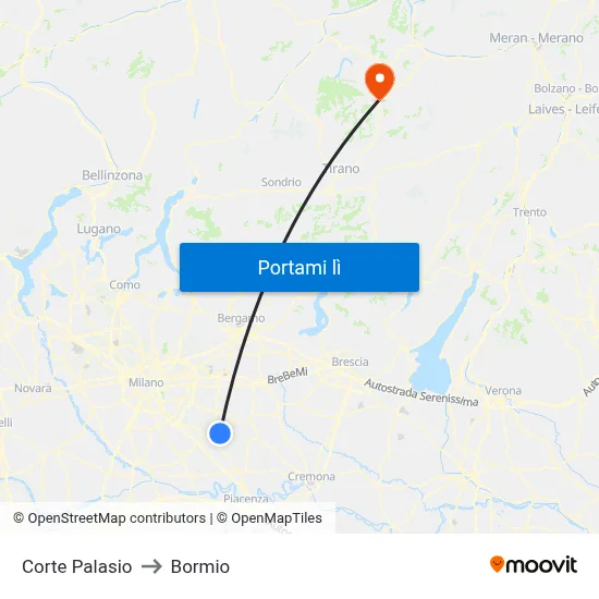Corte Palasio to Bormio map
