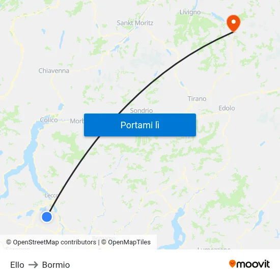 Ello to Bormio map