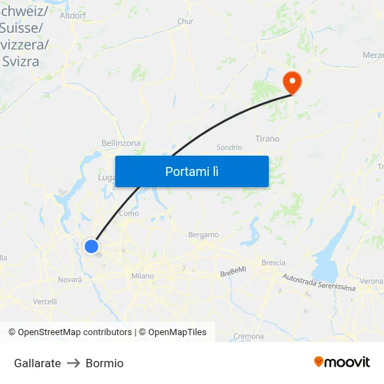 Gallarate to Bormio map
