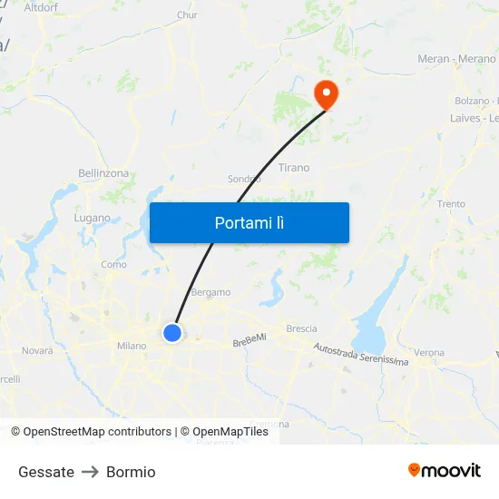 Gessate to Bormio map