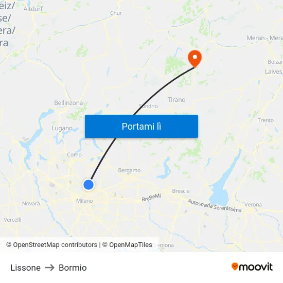Lissone to Bormio map
