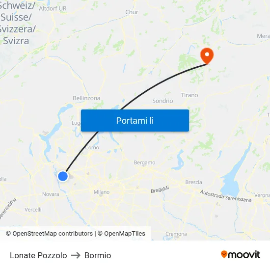 Lonate Pozzolo to Bormio map