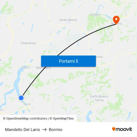 Mandello Del Lario to Bormio map